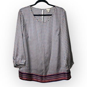 Merona Long Sleeve Patterned Blouse XL